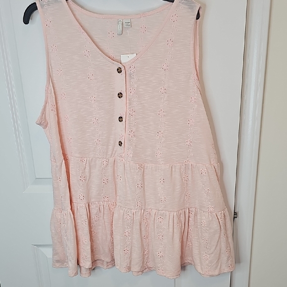 C Est. 1946 Tops - C Est 1946 Pink Sleeveless Eyelet Tank Top Size 18 20w NWT